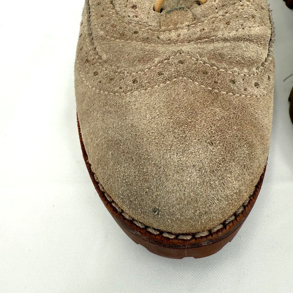 Sperry Top-Sider Women’s Suede Wingtip Oxford Shoes 6.5M Tan Leather Lug Sole - Picture 3 of 10